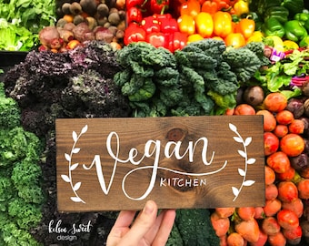 Vegan Gift, Vegan Kitchen Decor, Plant Based Kitchen, Friends Not Food, Hand Lettered Sign, Vegan Wooden Sign, 10x4.5 Shelf Sitter