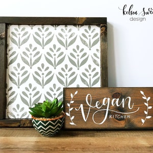 Vegan Kitchen Wood Sign, Vegan Gift, Plant Based Kitchen, Friends Not Food, Hand Lettered Sign, Vegan Farmhouse Sign, 10x4.5 Shelf Sitter image 3