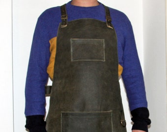 Leather Apron for men, handmade apron with pockets