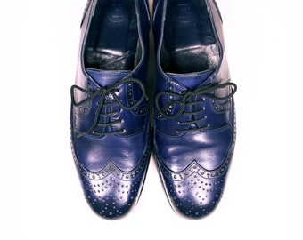 Blue derby leather shoes for men