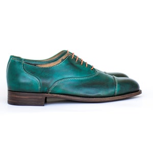 Green Leather Oxford Shoes for Men and Women, Bespoke Leather Shoes - Etsy