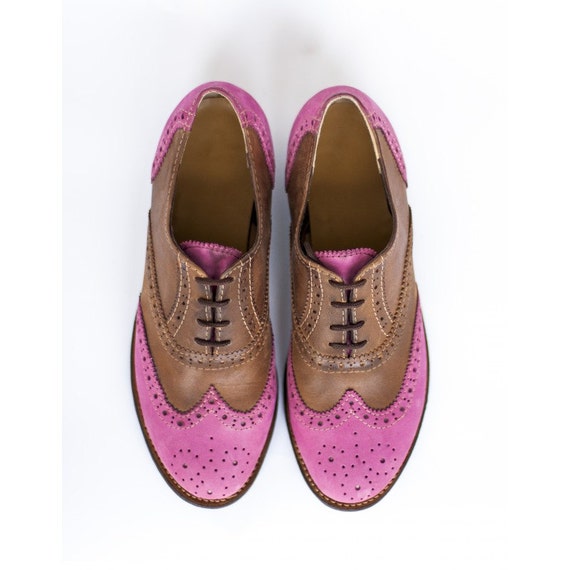 Final Porque Clasificación Zapatos oxford hechos a mano en piel rosa y marrón para mujer - Etsy México
