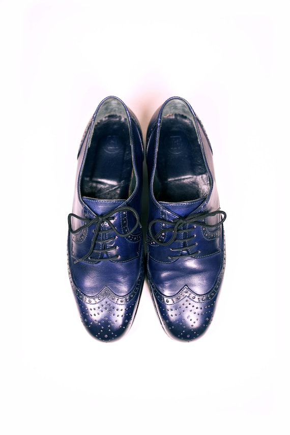 Blauw Derby lederen schoenen voor mannen - Etsy Nederland