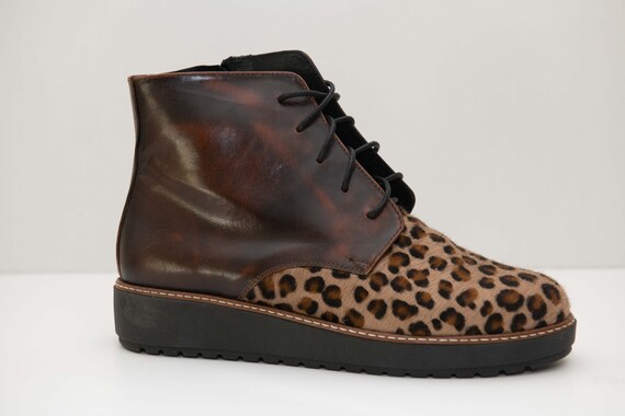 leather leopard print boots