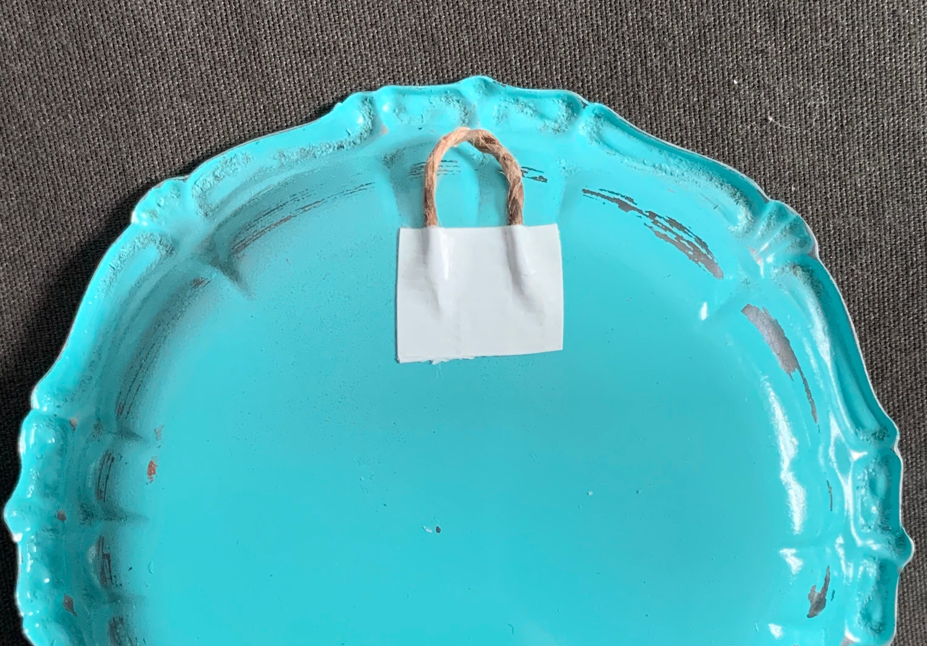 Conjunto de tres pequeñas bandejas de plata con teal pintado y | Etsy