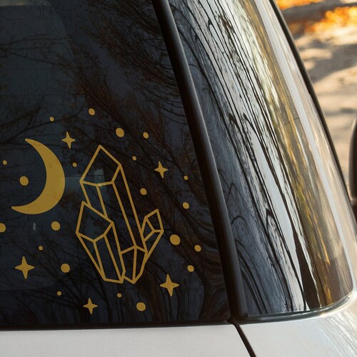Holographic Moon Phase Decal Moon Car Decal Astrology Decal Etsy