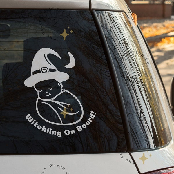 Baby On Board Car Decal Baby Witch Bumper Sticker Witchling On Board Witchy Baby Shower Gift Idea