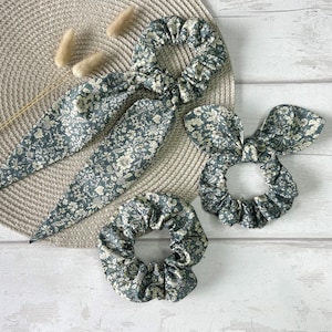 Scrunchie, Scarf Scrunchie, Floral Print, Women’s, Hair Accessories, Hair Tie, Ponytail, Birthday Gift, Christmas Present, Stocking Filler