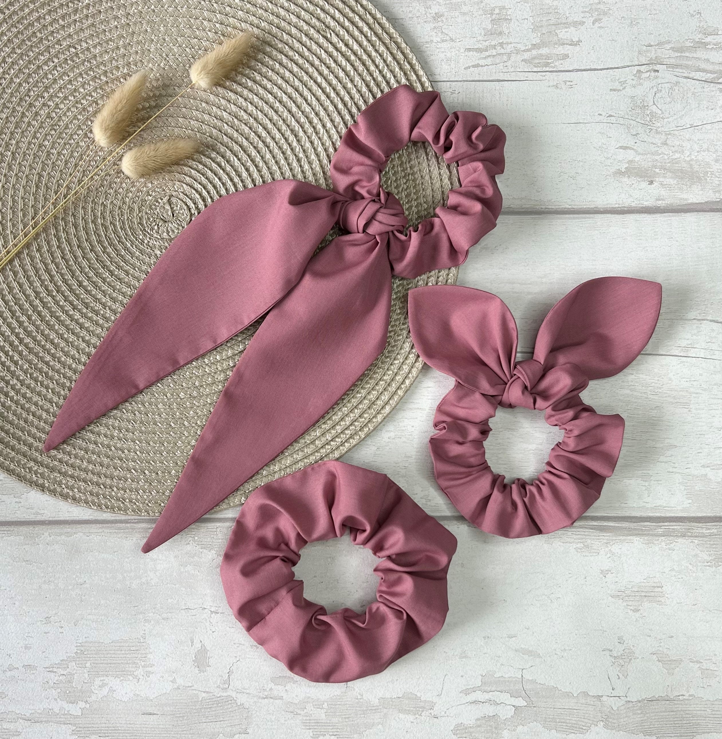 Chouchou Satiné Rose Fluo - Élastique à Cheveux De Noël, Neuf, Fabriqué Aux USA