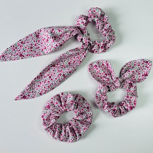 Scrunchie, Scarf Tail, Floral Print, Women’s, Hair Accessories, Hair Tie, Ponytail, Birthday Gift, Christmas Present, Stocking Filler