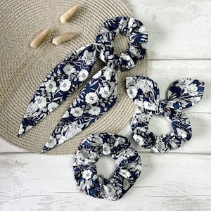 Scrunchie, Scarf Scrunchie, Floral Print, Women’s, Hair Accessories, Hair Tie, Ponytail, Birthday Gift, Christmas Present, Stocking Filler