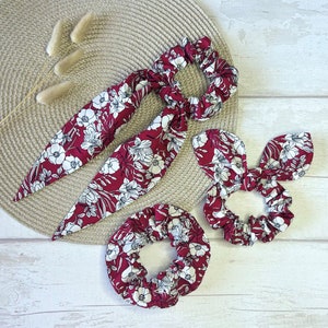 Scrunchie, Scarf Scrunchie, Floral Print, Women’s, Hair Accessories, Hair Tie, Ponytail, Birthday Gift, Christmas Present, Stocking Filler