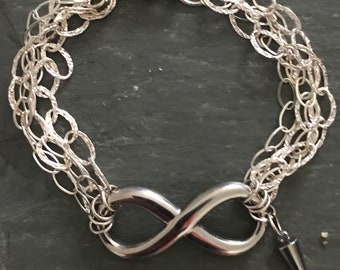 Goth sterling silver infinity bracelet