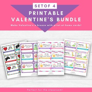 Kids Printable Valentines Cards, School Valentine, Kids Valentine&#39;s Activity, Class Valentine, Classroom Valentine&#39;s Day Cards for Kids