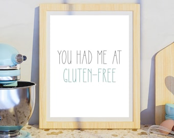 Impression de cuisine sans gluten : cadeau pour la maladie cœliaque, décoration contre les allergies (PDF et JPG)