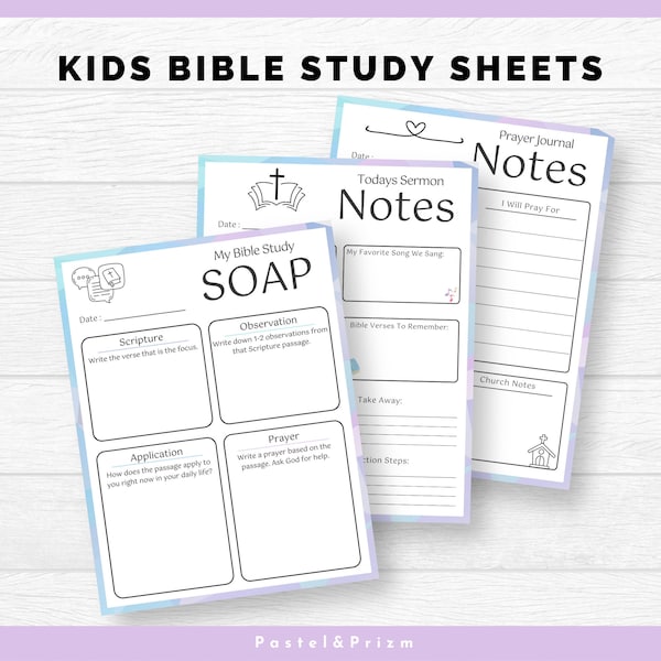 Kids Bible Study Printable, Prayer Journal, Boys SOAP Printable, Sermon Notes, Sunday School Activities, Bible Study Journal Notes for Boys