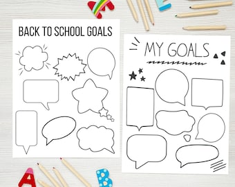 Kids Back To School Goals Worksheet: Printable Education Activity (PDF)