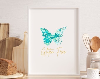Butterfly Gluten-Free Art Print: Celiac Awareness Decor (Digital Download)