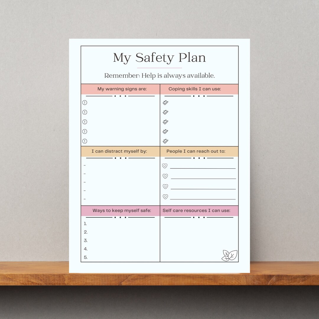 Safety Plan For Mental Health Mental Health Worksheet Printable 