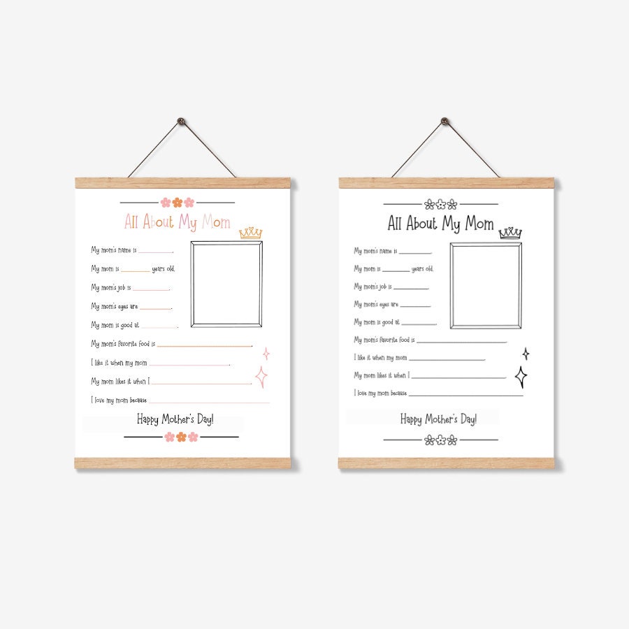 All About My Mom, Mothers Day Printable, Mothers Day Gift, All About ...