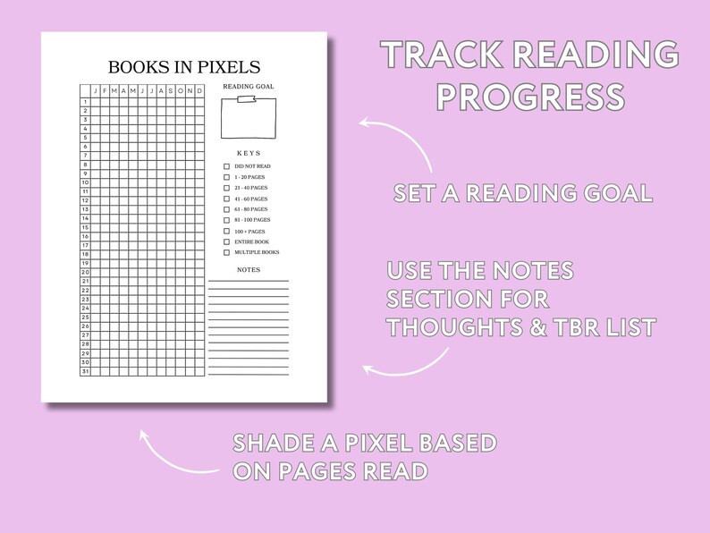 Pixel Reading Pixel Reading Tracker Printable | Book Log, Reading Challenge (letter ...