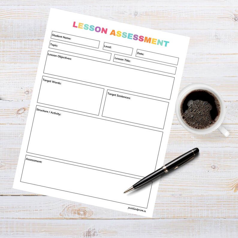 ESL Lesson Assessment Printable