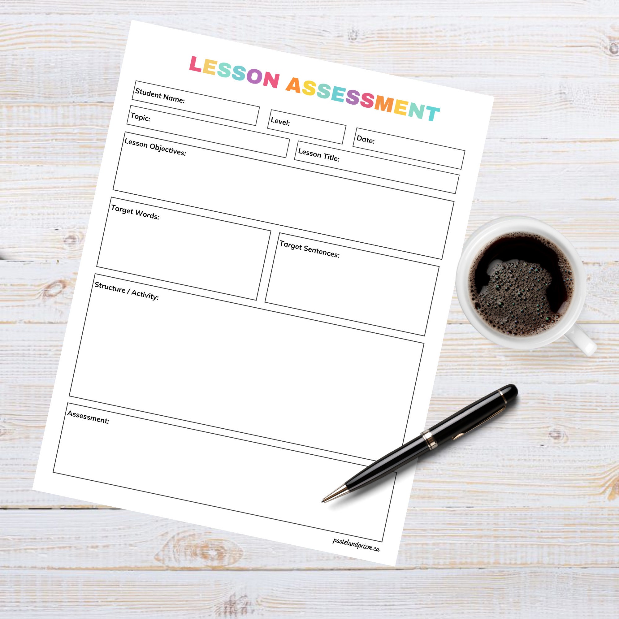 ESL Lesson Assessment Printable: Student Grade Sheet (digital Download ...