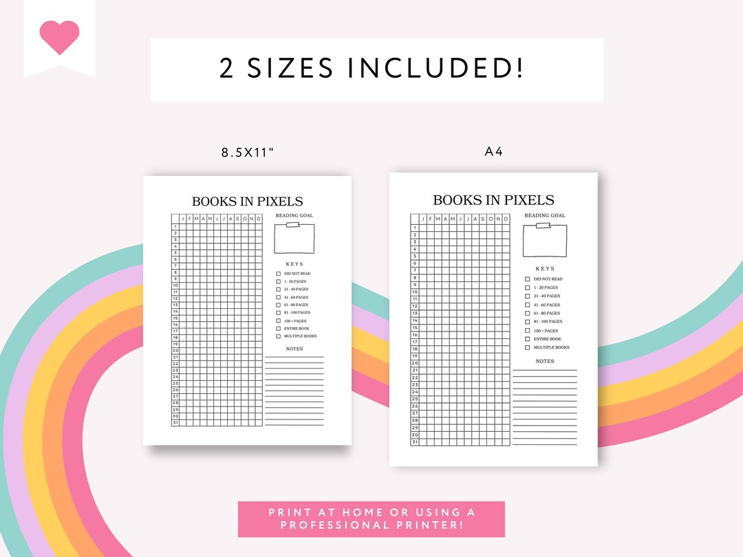 Pixel Reading Tracker Printable | Book Log, Reading Challenge (letter ...