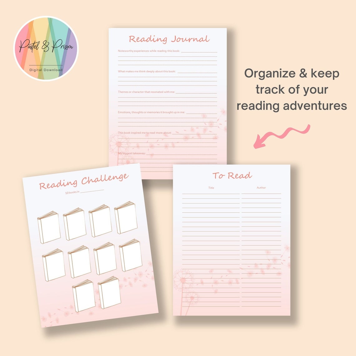 Reading Journal Printable Book Club Printable Online Reading Etsy