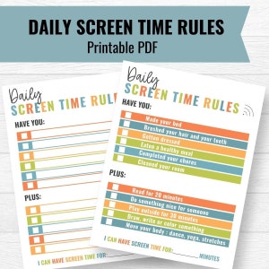 Printable Screen Time Chart