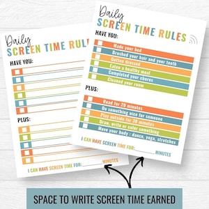 Printable Screen Time Chore Chart For Kids