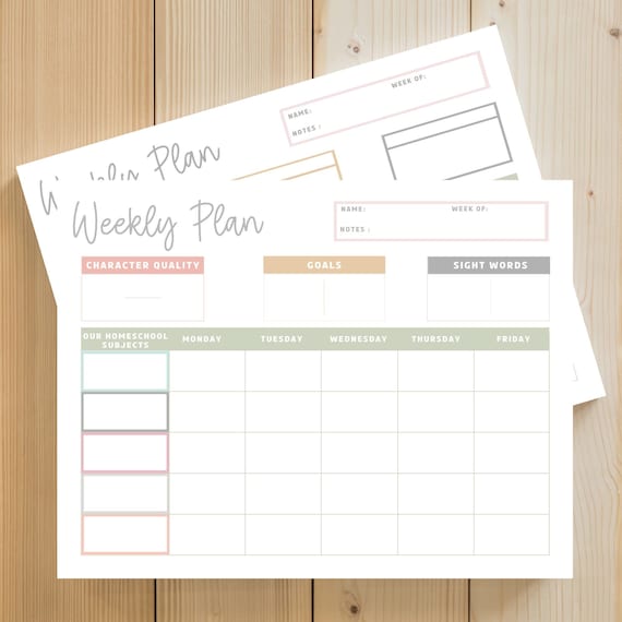 Weekly Homeschool Planner Printable Homeschool Organizer | Etsy