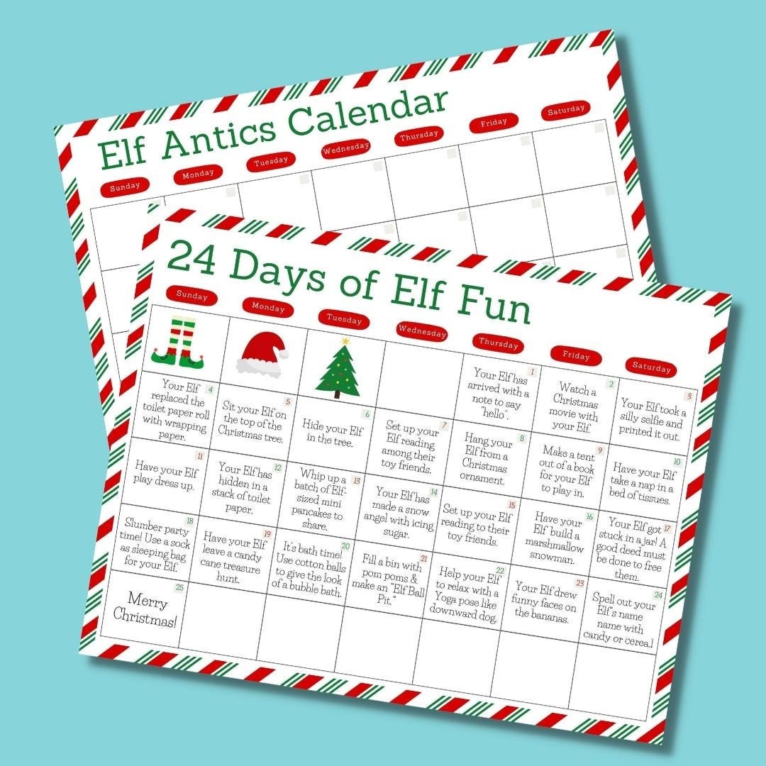 Elf Calendar Printable, Christmas Elf Ideas, Elf Kit, Elf Activities