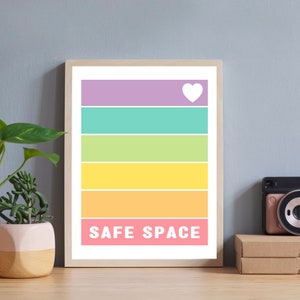 Safe Space, LGBTQ, Ally Printable, Pride, Therapist Office, Camp Print, Classroom Poster, Inclusive Art, School Clubs, Gay Straight Alliance
