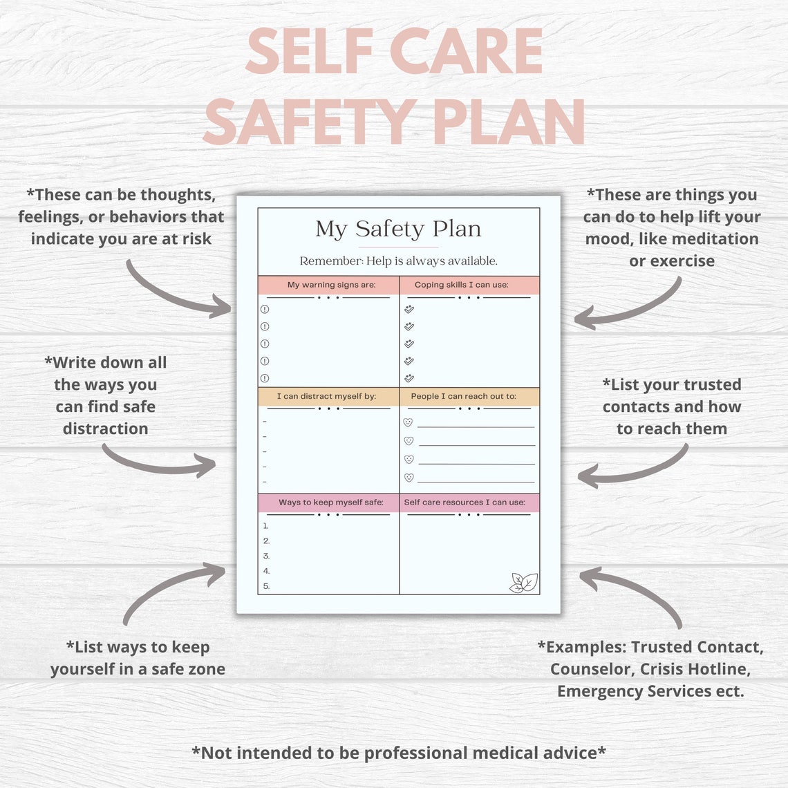 Safety Plan For Mental Health Mental Health Worksheet Etsy