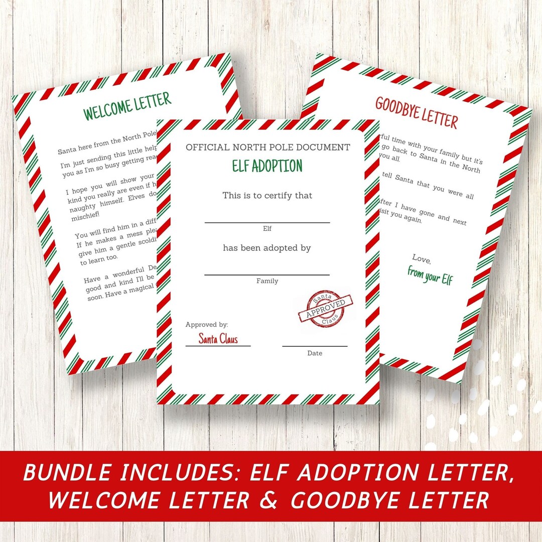 Elf Letter Bundle, Elf Adoption Certificate, Elf Arrival Letter ...