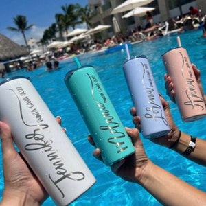 LASER ENGRAVED personalized 20 oz insulated stainless steel tumbler with straw/bachlorette/gift/girls trip/customizable/beach trip