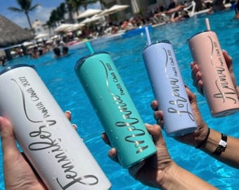 LASER ENGRAVED personalized 20 oz insulated stainless steel tumbler with straw/bachlorette/gift/girls trip/customizable/beach trip