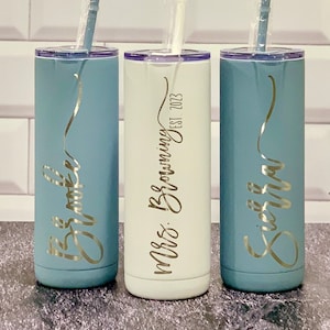 New!!!! LASER ENGRAVED personalized 20 oz insulated stainless steel tumbler with slide close lid and straw/gifts/vacation/wedding