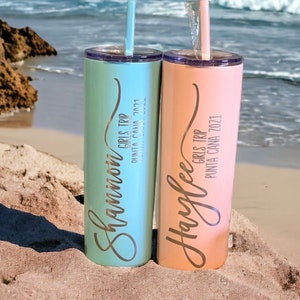 LASER ENGRAVED personalized 20 oz insulated stainless steel tumbler with straw/bachlorette/gift/girls trip/customizable/beach trip