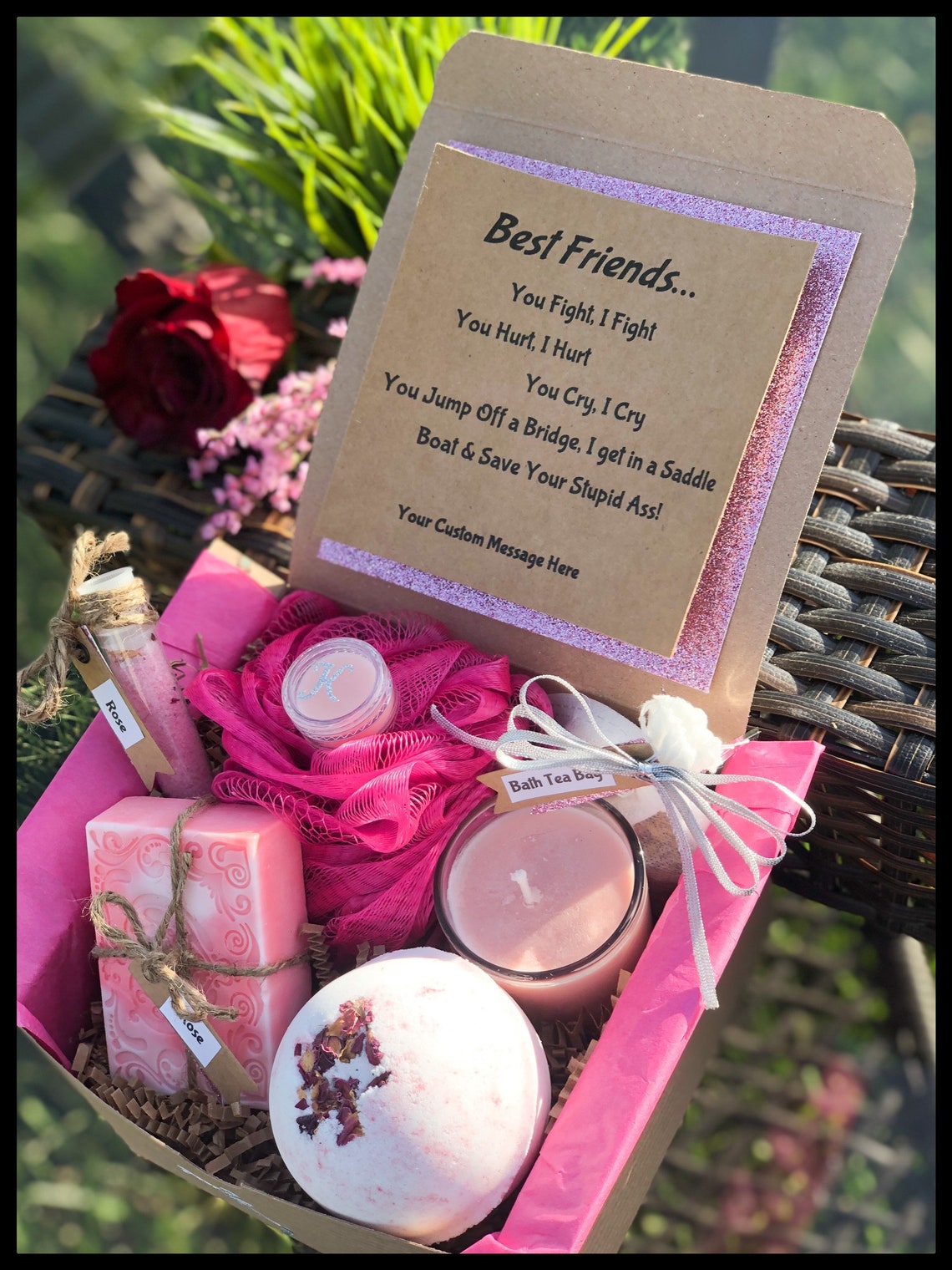 Rose best Friends Natural Spa Gift Box BFF Friendship Etsy