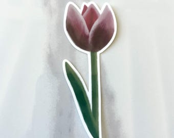 Purple Tulip Flower Sticker 3x1.2 inch, Glossy Flower Sticker, Spring flower sticker, Gifts for women, Water bottle sticker, Laptop sticker