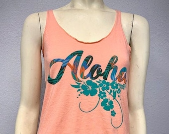 Women's Aloha Racerback Tank Top// Hawaii, Gift, vacation