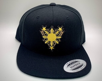 Filipino Hat/ Baseball Cap/ Hat/ Snapback/ Sun and Stars Classic Snapback (Black)