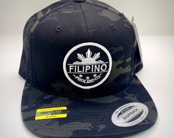 Filipino Hat/ Baseball Cap/ Hat/ Snapback/ Filipino Pride Classic Snapback (Black Camo)