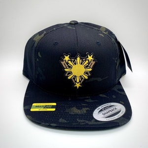 Filipino Hat/ Baseball Cap/ Hat/ Snapback/ Sun and Stars Classic Snapback (Black Camo)