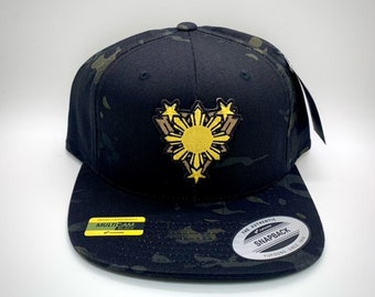 Filipino Hat/ Baseball Cap/ Hat/ Snapback/ Sun and Stars Classic Snapback (Black Camo)