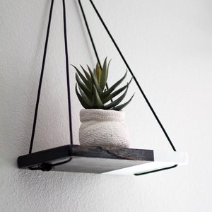 Hanging Shelf / 1 MINI Two Tone Shelf | Hanging Shelves - Floating Shelves - Dip Dyed Shelf - Wood Shelf - Plant Shelf