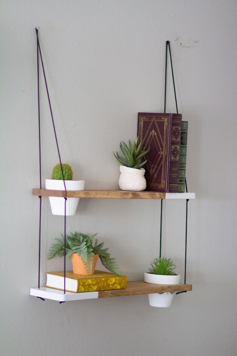 DUO POTTED Two Tone Shelf Hanging Shelf Two Tiered Shelf | Etsy