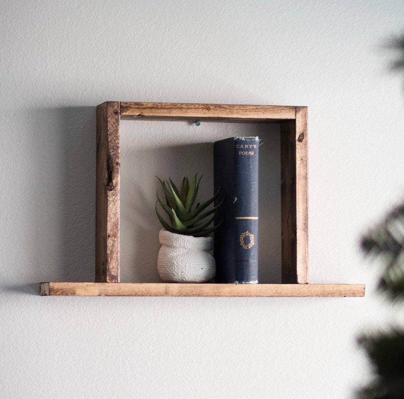 Square Shelf Box Floating Wall Geometric Wood